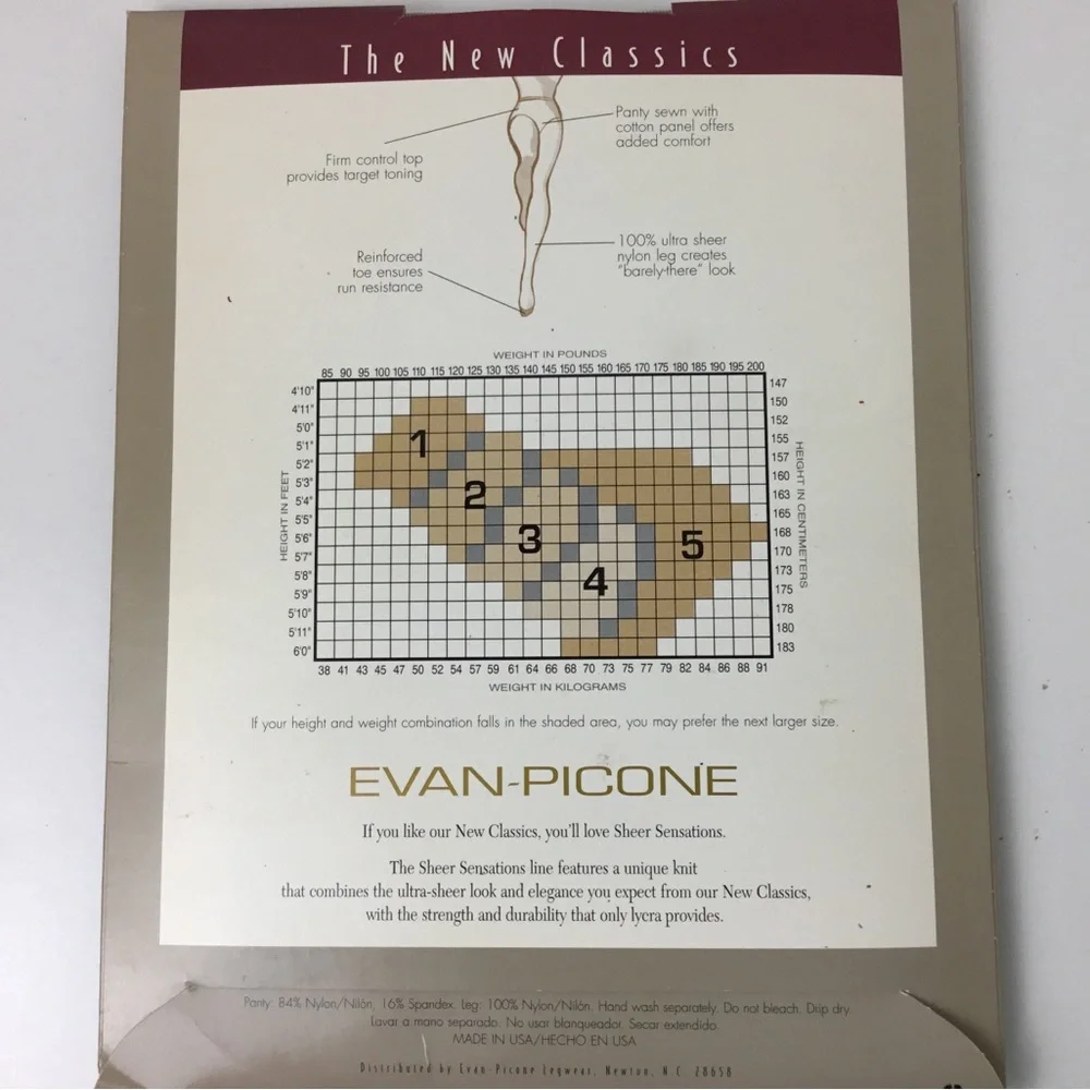 Vintage Evan Picone Control Top Sheer Pantyhose Espresso Brown Plus Size